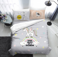 Belle literie mignon 3D numérique licorne housse de couette ensemble de literie 100% Polyester fille literie Collection bas quantité minimale de commande ensemble de linge de lit