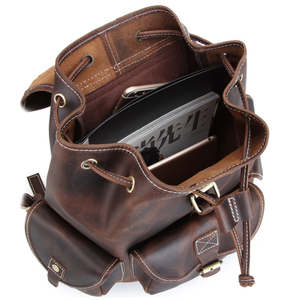 Sac à dos Vintage Crazy Horse en cuir véritable pour ordinateur portable, <span class=keywords><strong>cartable</strong></span> de voyage et de randonnée, nouveau Style 2023 - Product Image 6