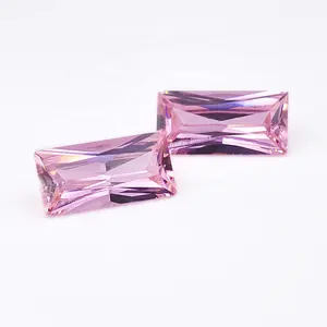 热卖厂家价格人造钻石长方形粉色3A立方氧化锆首饰