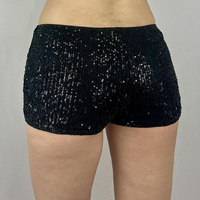Shorts taille basse respirants pour femmes, patchwork à sequins, taille élastique, tricot moulant, hot pants sexy, tenue de club, noir, été, pailleté