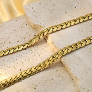 Stainless Steel NK Embossed Chain Necklace 18k Gold Plated 6mm Geometric Design Gift Jewelry - Product Image 1