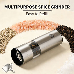 เครื่องบดเกลือและพริกไทยไฟฟ้าแบบมือถือขนาดเล็ก สแตนเลส ปรับระดับได้ ชาร์จผ่าน USB รุ่นใหม่ ขายดี - Product Image 2
