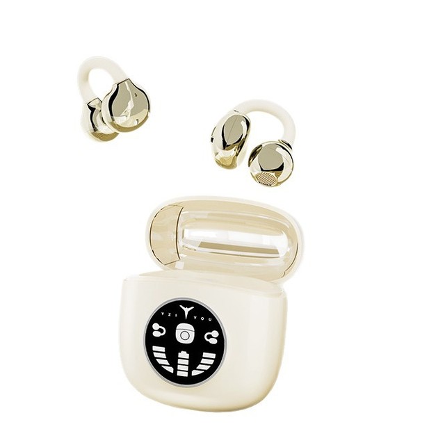 Open Style Ear Clip Blue-Tooth Earphones with Power LED Display, Comfortable Open-Ear Design,Perfect for Running,Workout &Daily
