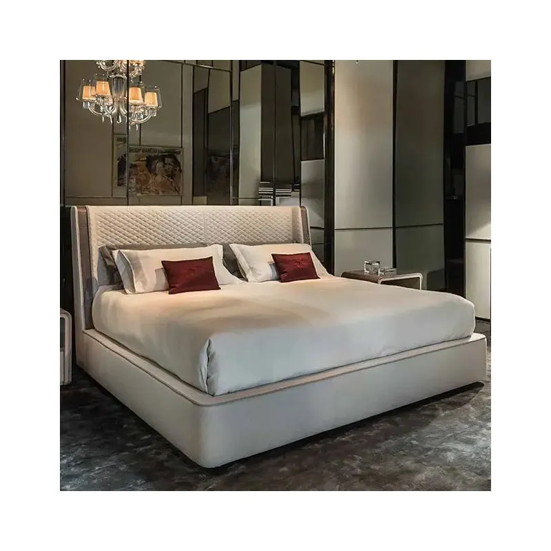 Set kamar tidur Italia mewah kustom furnitur King 2023 Modern Double Bed dengan ruang penyimpanan