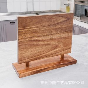 Porte-couteaux magnétique vertical en bois à 1 niveau, support de rangement pour ustensiles de cuisine sur table - Product Image 4