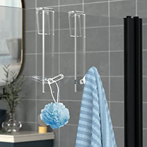 Ganci sopra la porta estesi in acrilico trasparente <span class=keywords><strong>per</strong></span> ganci <span class=keywords><strong>per</strong></span> porta doccia in Lucite da bagno gancio <span class=keywords><strong>per</strong></span> <span class=keywords><strong>accappatoio</strong></span> <span class=keywords><strong>per</strong></span> asciugamani da doccia senza attrezzi - Product Image 2