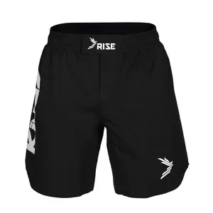 Shorts de luta preto logotipo personalizado jiu jitsu mma shorts curtos