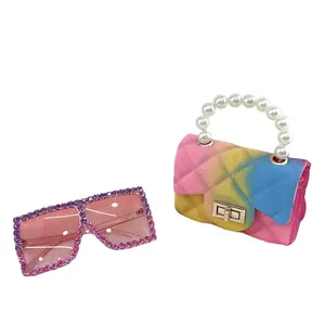 जेली Crossbody बैग हैंडबैग बच्चों पर्स हैंडबैग पर्स और धूप का चश्मा जेली छोटी लड़की जेली पर्स Bolsas सेट