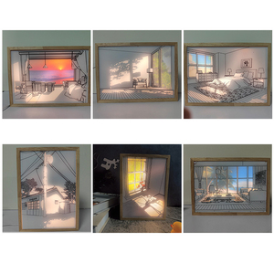 Marco DE FOTOS iluminado de madera <span class=keywords><strong>con</strong></span> retroiluminación, marco de fotos <span class=keywords><strong>Led</strong></span> de madera, pintura de arte brillante decorativa, luz nocturna, decoración de habitación - Product Image 5