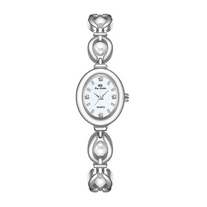 BS FA1685 nuova moda di alta qualità di lusso semplice ragazze perla braccialetto al quarzo orologio argento oro unico forma ovale donna <span class=keywords><strong>Wa</strong></span> - Product Image 5