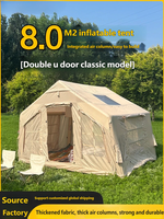 Tente Cabine Gonflable à Montage Rapide, 8 m² Spacieuse pour Famille, avec Fenêtre Panoramique, Auvent et Fenêtres en Maille