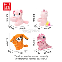 Nouveauté 2024 : Bracelet à claquer en peluche en coton PP, motif dinosaure mignon de dessin animé, 12 pièces/boîte, unisexe