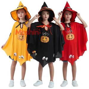 Capa de Bruja de Halloween para Niñas MS con Sombrero y Estampado de Calabaza, Conjunto de Disfraz, Ideal para Juegos de Rol y Fiestas Temáticas - Product Image 1
