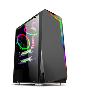 custom atx pc oem all in one with lcd temperature display dustproof plexiglass RGB gaming computer Case