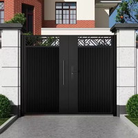 Portail battant moderne en aluminium sur mesure avec contrôleur intelligent, thermolaqué, antirouille, pour la sécurité et l'intimité des villas extérieures