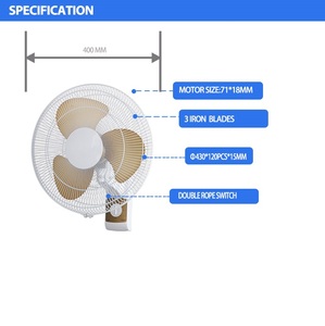 ทนทาน kdk <span class=keywords><strong>Type16</strong></span>/18นิ้ว400 450มม PP พัดลมไฟฟ้าติดผนัง AC บ้านสำนักงานห้องเรียนใช้หนึ่ง/สองดึงเชือก - Product Image 3