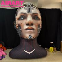 Tête de robot gonflable de nouvelle version pour la décoration de scène de fête de DJ, modèle de mascotte de robot gonflable de nouvelle conception d'usine