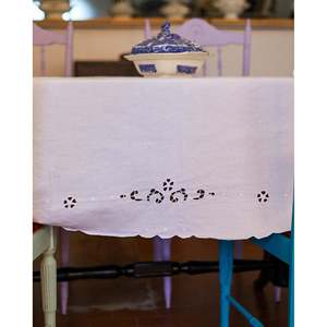 Tovaglia in Lino Pietrochianese a 12 Pezzi con Motivo Margherita Intagliato, Pesante, Non Tessuto, Rettangolare e Quadrata, Stampata per Casa e Hotel - Product Image 3
