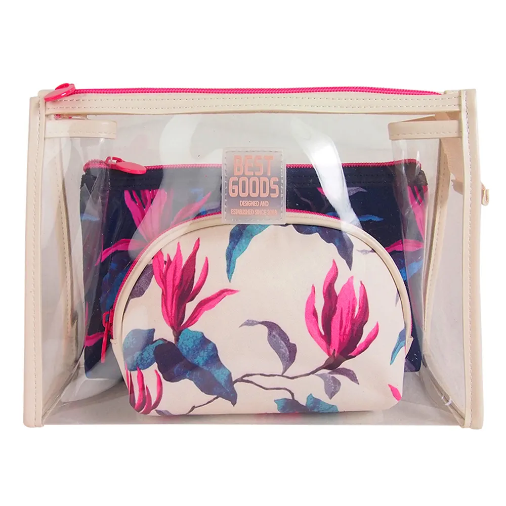 Lage Moq Custom Print Logo Luxe Beauty Borstel Reizen Clear Kleine Make Pouch Waterdichte Cosmetische Tassen Sets