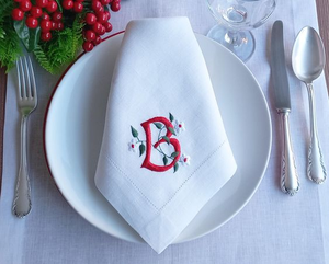 Cena <span class=keywords><strong>Restaurante</strong></span> Lino blanco Tela de algodón Hemstitch Pañuelo Paño Cóctel Servilletas Bordado Monograma Servilleta de mesa - Product Image 3