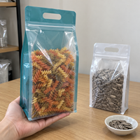 Pochette Ziplock transparente à dos coloré avec poignée découpée pour céréales, pâtes, baies de Goji, graines – Emballage de détail, sac à fond plat