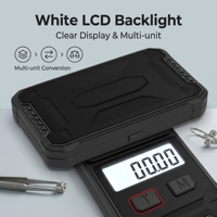 Balance de poche numérique à coque rigide S005, 200g 0.01g, avec poids d'étalonnage de 50g, rétroéclairage LCD, balance pour bijoux et or