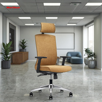 Chaise de bureau exécutive ergonomique pivotante moderne de haute qualité avec dossier en maille, housse en tissu, appui-tête réglable pour poste de travail et gaming