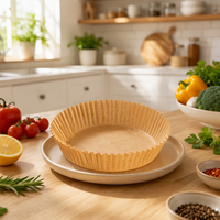 Papiers de cuisson ronds jetables antiadhésifs en kraft naturel pour friteuse à air chaud, accessoires pour la cuisson