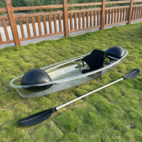 Kayak transparent WOLANG 8 pieds pour 1 personne avec siège en tissu noir, bateau transparent pour la navigation en solo