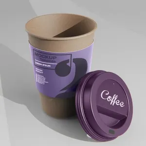 Biodegradabile personalizzato tazza di carta da caffè usa e getta singola doppia ondulazione da parete tazze da caffè con coperchi e manicotto
