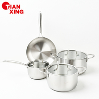 Vente en gros en usine marmite à soupe 3 plis en acier inoxydable casserole poêle à frire batterie de cuisine antiadhésive ensemble de casseroles et poêles