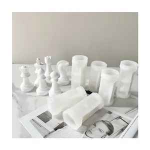 Molde de vela de ajedrez para manualidades, piezas de ajedrez, vela de aromaterapia, adornos creativos de silicona para velas hechas a mano, molde de epoxi