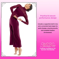 Combinaison de danse lyrique moderne MiDee pour femmes adultes, col haut, manches longues et pantalon large court pour spectacle sur scène