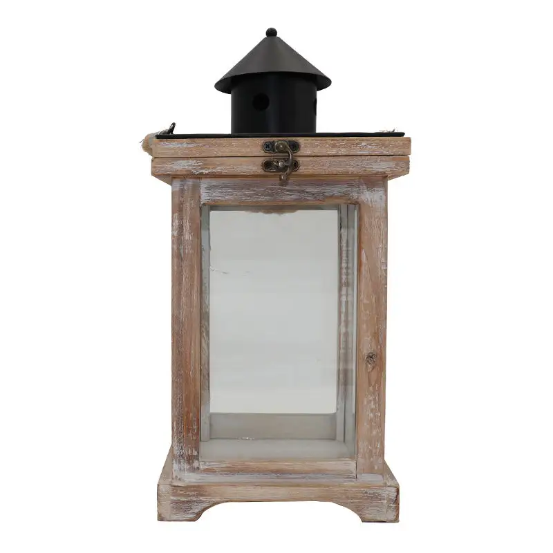 Wholesale Candle lantern Classic Solid Wood House Shape Decorative Wall Mounted Wooden candlestick Candle lantern