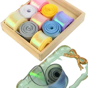 Customized Pearlescent Fishtail Edge Wavy Yarn Wrapping Gift Decorations DIY Nylon Ribbon