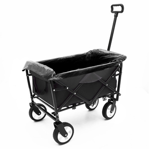 Carrito Plegable Db con 4 Ruedas, Carrito de Metal Negro para Playa, Camping, Compras y Supermercado - Product Image 1