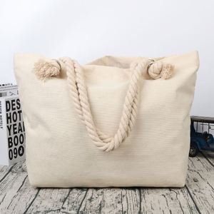Sac fourre-tout en toile de couleur unie personnalisé - Sac fourre-tout vierge pour sublimation avec poignée en corde pour voyage et plage - Prix usine - Product Image 3