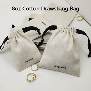 Saco de algodão para celular com logotipo personalizado branco, com alça estriada, maquiagem, joias, linho, embalagem de bolsa de algodão - Product Image 3