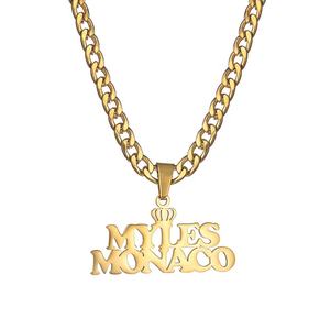 Personalizado Hip hop Acero inoxidable nombre inglés <span class=keywords><strong>collar</strong></span> plateado 18K oro desmontable letra colgante para hombres NK <span class=keywords><strong>collar</strong></span> - Product Image 1