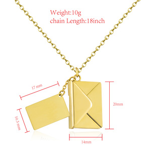 Collar con Colgante de Sobre en Acero Inoxidable con Baño de Oro PVD de 18K |   Colgante con Forma de Carta de Amor para Mujer |   Joyería Grabada con Te Amo para Enamorados - Product Image 6