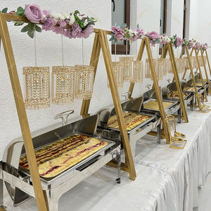 Peralatan prasmanan mewah katering baja antikarat Hotel penghangat makanan pesta Roll Top piring chaffer Set piring saji - Product Image 5