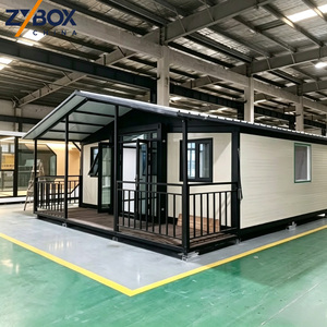 Maison conteneur extensible de 40 pieds prête à l'emploi avec véranda en verre, suite d'hôtel modulaire préfabriquée de luxe - Product Image 1