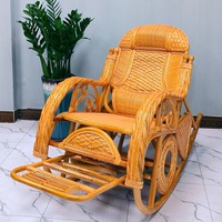 Fauteuil à bascule en rotin véritable tissé à la main, fauteuil inclinable ergonomique pour salon, fauteuil de relaxation pour balcon intérieur pour adultes