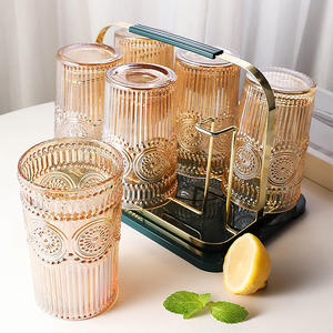 Commercio all'ingrosso 260ml /380ml placcatura ionica <span class=keywords><strong>vintage</strong></span> colorato verniciato ambra bicchiere di vetro tazza di vetro tazza da tè bicchieri di vetro - Product Image 6