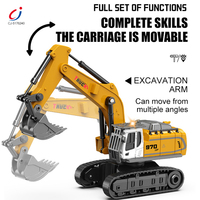 Camion télécommandé Chengji en métal 1:64, mini-équipement de chantier, excavatrice sur chenilles simulée, 11 canaux, éclairage, jouet avec télécommande