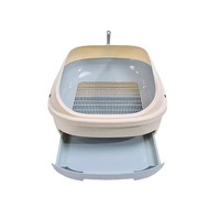 Litière pour chat double couche semi-fermée en plastique grande capacité, design tiroir détachable, pour animaux de compagnie (vente en gros)