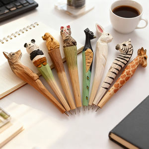 कारखाने कस्टम प्राकृतिक लकड़ी के नक्काशीदार जानवरों के साथ जानवरों के पेन उपहार के लिए लकड़ी के प्रचार बॉलपॉइंट पेन - Product Image 1