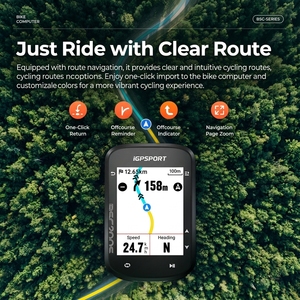 Ordinateur de vélo sans fil <span class=keywords><strong>GPS</strong></span> BSC200S avec écran tactile, navigation hors ligne par carte, avertissement de parcours, compatible vélo de route, VTT, vélo électrique - Product Image 5