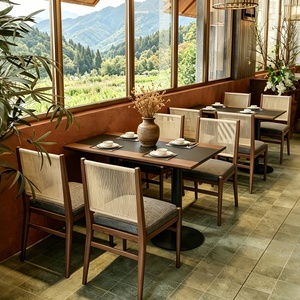 Ensemble <span class=keywords><strong>table</strong></span> et chaises <span class=keywords><strong>de</strong></span> restaurant en bois massif <span class=keywords><strong>de</strong></span> style chinois avec canapé - Design moderne, écologique et durable pour hôtel et café - Product Image 5