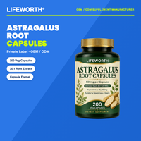 LIFEWORTH Extrait de Racine d'Astragale en Capsules 500mg 30:1 200 Veg pour le Soutien Digestif